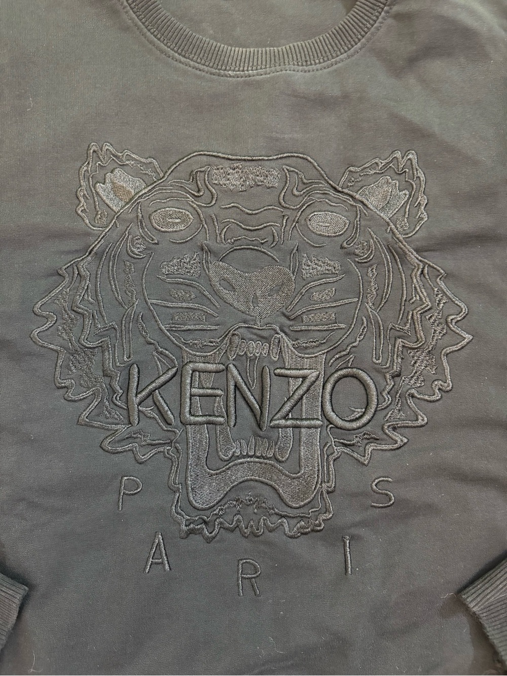 KENZO Black Tonal Embroidered Tiger Crewneck Sweater